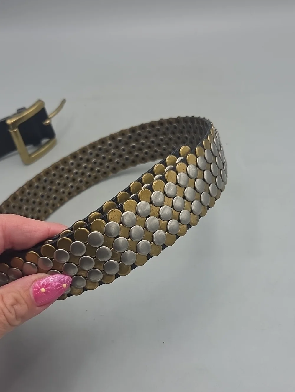 MK Belt MICHAEL KORS Heavily Studded Leather Belt Women Large